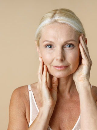 women showing her skin after anti-aging treatments