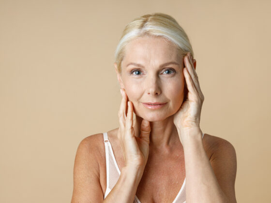 women showing her skin after anti-aging treatments