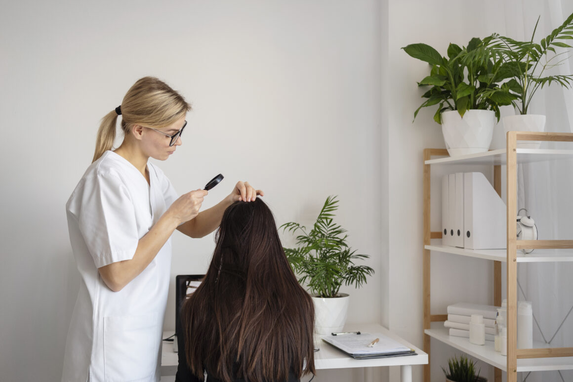 Dermatologist Checking for Dry Scalp Symptomps