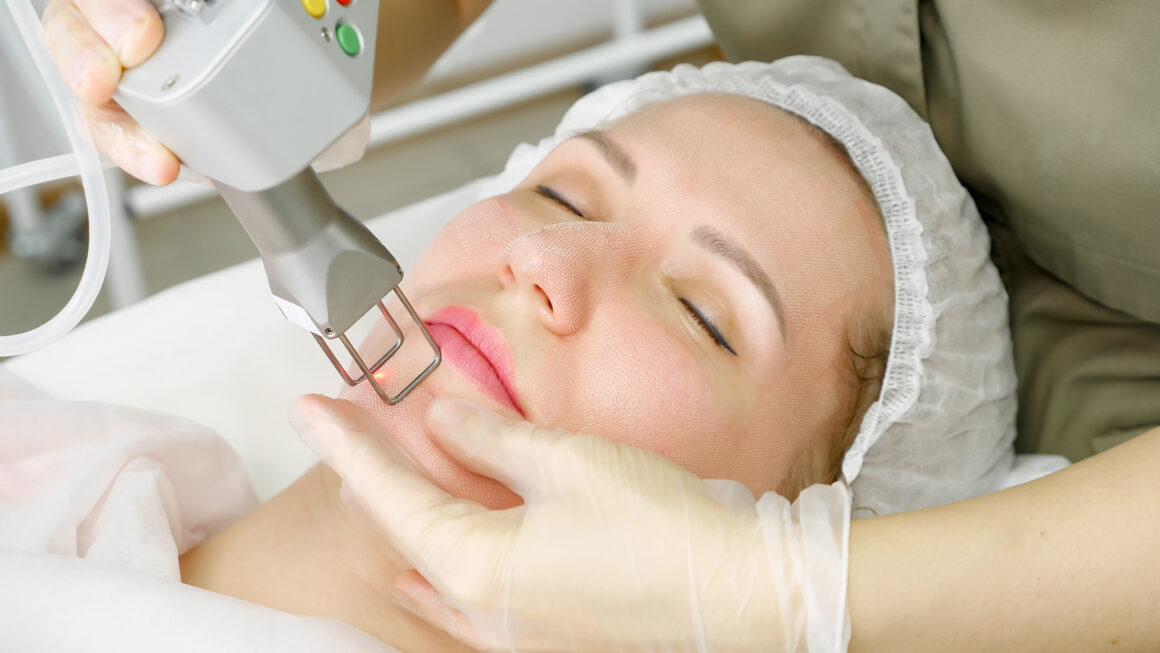 patient doing a session of a Laser Skin Resurfacing